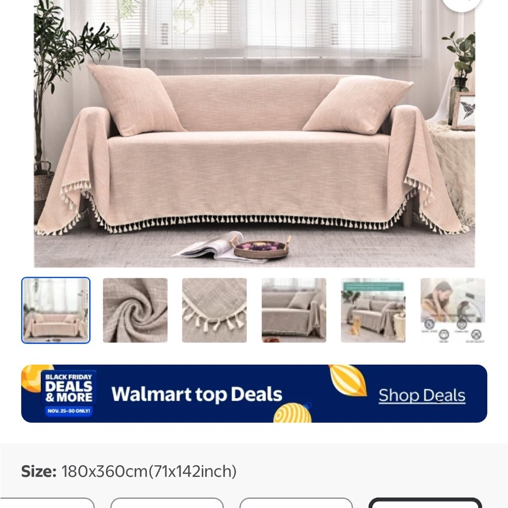 Elegant light pink Sofa Cover with Tassels